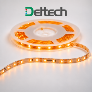 12V Orange LED Strip Light, 12W/m, 10mm Width, IP65 Rated, 5m Roll