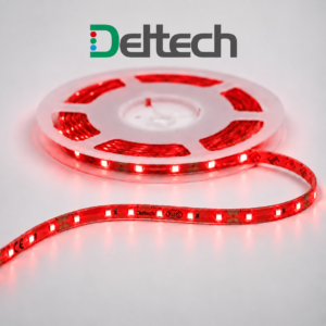 12V Red LED Strip Light, 12W/m, 10mm Width, IP65 Rated, 5m Roll